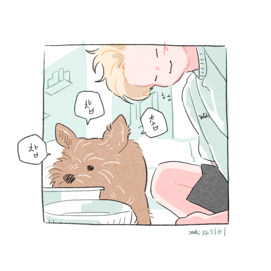 라떼 밥 머거잇🐶🐹
