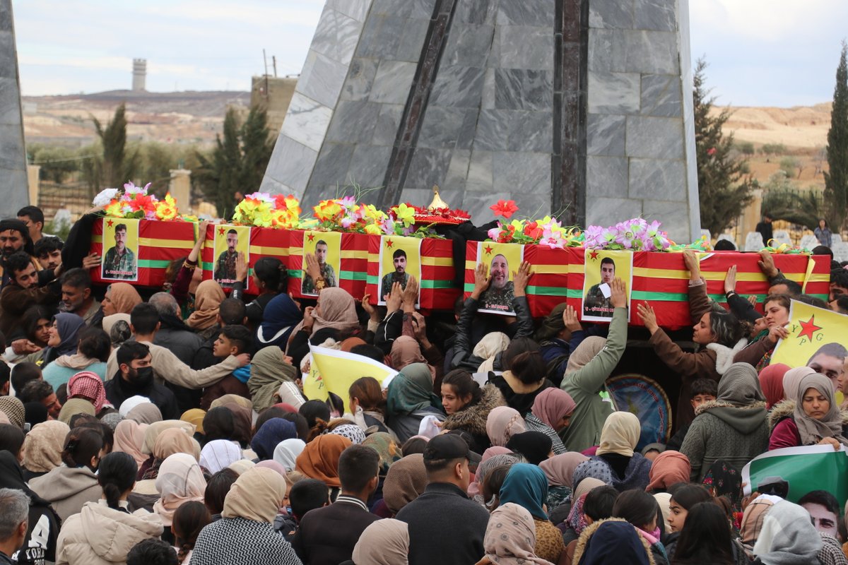 Today, six martyrs of QSD were laid to rest in Kobane.