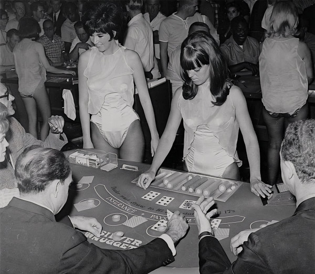_GrandPaD's tweet image. OTD 1966 the Silver Nugget in North #LasVegas introduced "topless" 21 dealers from 1-8am. They wore pasties underneath see-through, chiffon blouses. It wasn't long before Gaming said nope. But the PR stunt paid off.