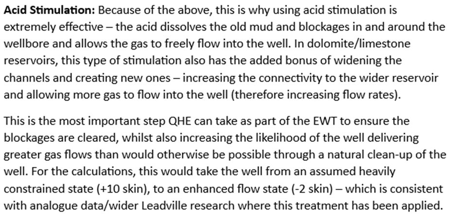 StallardMichael's tweet photo. 5) This is where acid stimulation comes in. Acid dissolves drilling mud & opens pathways in carbonate rock. In the Leadville this can be transformational – moving it from a heavily damaged state (+12) to an enhanced flow state (-2). Good that #QHE are using acid then #Helium #Gas https://t.co/WvVGQZGzkW
