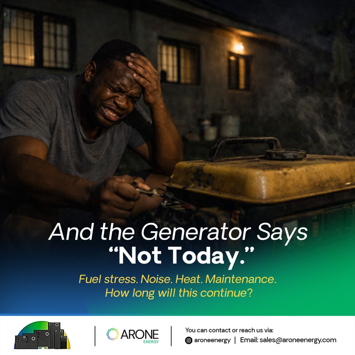 AroneEnergy's tweet photo. From darkness and generator stress to total comfort.
Why just survive a blackout when you can thrive? Reclaim your movie nights and peace of mind with Luminar.
Switch from "Not today" to "Every day."
Arone Energy: This is how home should feel. https://t.co/Kef76XkoHT