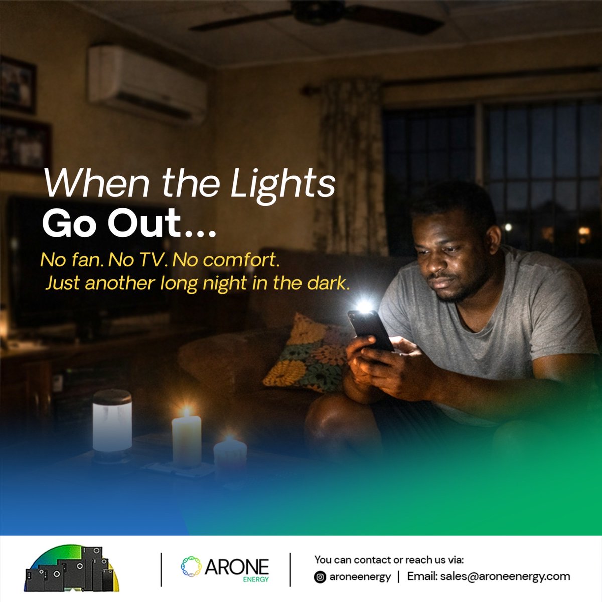 AroneEnergy's tweet photo. From darkness and generator stress to total comfort.
Why just survive a blackout when you can thrive? Reclaim your movie nights and peace of mind with Luminar.
Switch from "Not today" to "Every day."
Arone Energy: This is how home should feel. https://t.co/Kef76XkoHT