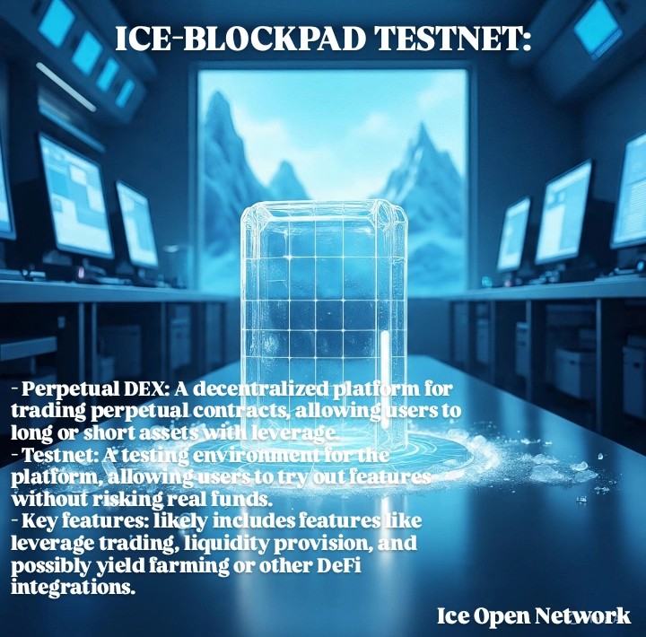 ynagumoX's tweet image. The @ice_blockpad Testnet is a decentralized exchange (DEX) platform that offers perpetual contracts. Here's a brief rundown:

#BPAD #DEX