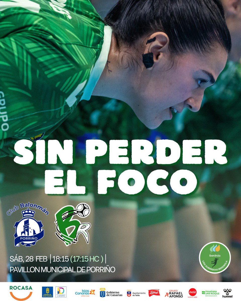 Este sábado viajamos a Galicia para enfrentarnos al Club Balonmán Porriño en una nueva jornada de competición.

🗓 Sábado 28 de febrero
⏰ 18:15 h (17:15 hora canaria)
📍 Pabellón Municipal de Porriño

#RocasaGranCanaria #LigaGuerrerasIberdrola #BalonmanoFemenino #JornadaLiga