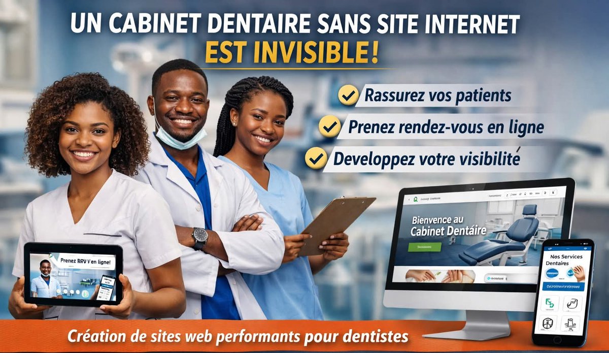 Africa Diligence conçoit pour vous des solutions web modernes, éthiques et parfaitement adaptées aux exigences du secteur dentaire.

🔗africa-diligence.com

#CabinetDentaire #IA #SantéDigitale #Visibility #AfricaDiligence #MarketingMédical #SourireConnecté
