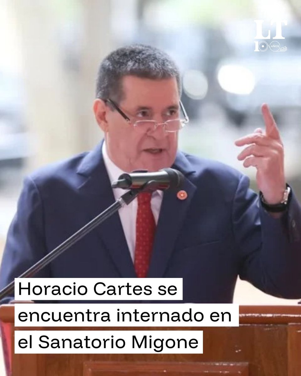 TribunaParaguay's tweet photo. 🚨 URGENTE.

El expresidente de la República, Horacio Cartes, se encuentra internado en el Sanatorio Migone. Se desconocen los motivos de su internación.

Información en desarrollo.

#LaTribuna #LaTribunaParaguay https://t.co/KSUTmFpnl6