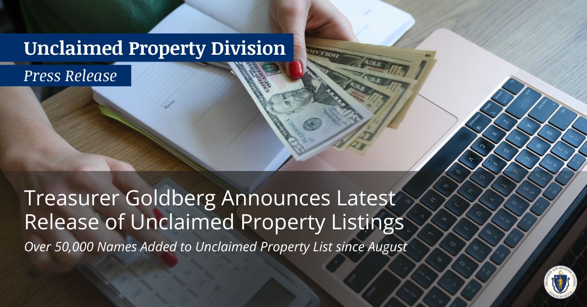 This Sunday, check your copy of the Boston Globe for the newest release of unclaimed property listings from <a href="/FindMassMoney/">FindMassMoney</a>. Over 50,000 names have been added and yours could be one of them!

Read the press release: masstreasury.gov/post/treasurer…