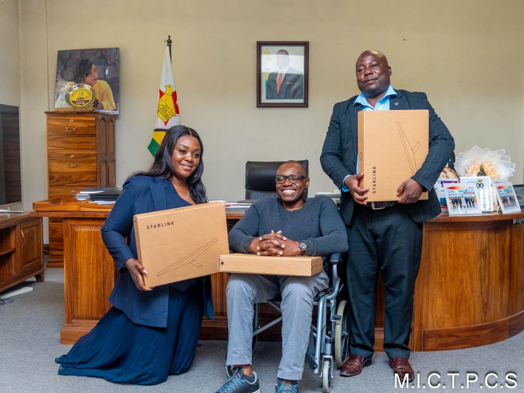 Zimbabwe's Ministry of ICT, Postal and Courier Services is making strides in bridging the digital divide. Hon Minister Mavetera today handed over Starlink kits to Danhiko, St Giles and Jairos Jiri Harare through Councilor Mabhaudhi, promoting inclusive access to digital