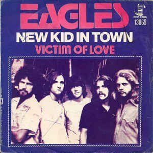 crockpics's tweet photo. The Eagles song “New Kid In Town” went to No. 1 on the US singles charts, February 26, 1977.

There’s talk on the street, it sounds so familiar
Great expectations, everybody's watching you
People you meet, they all seem to know you
Even your old friends treat you like you're something new   

Johnny-come-lately, the new kid in town
Everybody loves you, so don't let them down   

You look in her eyes, the music begins to play
Hopeless romantics, here we go again
But after a while, you're looking the other way
It's an empty feeling when the night-time comes to an end   

It's so hard to find the one who will stay
It's a long way home when you've lost your way
And you're already walking, the new kid in town
Everybody loves you, the new kid in town

Just another gaze as the sun goes down
Whose shoulder are you gonna cry on?
There's a restless feeling and it's growing and it's growing
There's a restless feeling and it's growing and it's growing
There's a restless feeling and it's growing and it's growing

There's talk on the street, it's there to remind you
Doesn't really matter which side you're on
You're walking away and they're talking behind you
They will never forget you 'til somebody new comes along   

Where you've been lately? There's a new kid in town
Everybody loves him, don't they?
Now he's holding her and you're still around, oh my
There's a new kid in town
Just another new kid in town
Everybody's talking 'bout the new kid in town
Everybody's walking like the new kid in town   

There's a new kid in town (I don't want to hear it)
There's a new kid in town (I don't want to hear it)
There's a new kid in town
There's a new kid in town
There's a new kid in town
Everybody's talking
There's a new kid in town
People started walking
There's a new kid in town
There's a new kid in town