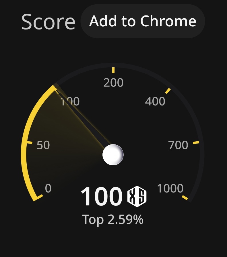 Boom my <a href="/wallchain/">Wallchain Quacks</a> score!!

4 days ago my score 83,now 100.
Top 2.59% my rank top 100%
Next destination target 120.

Friends next 7 days my score predict?