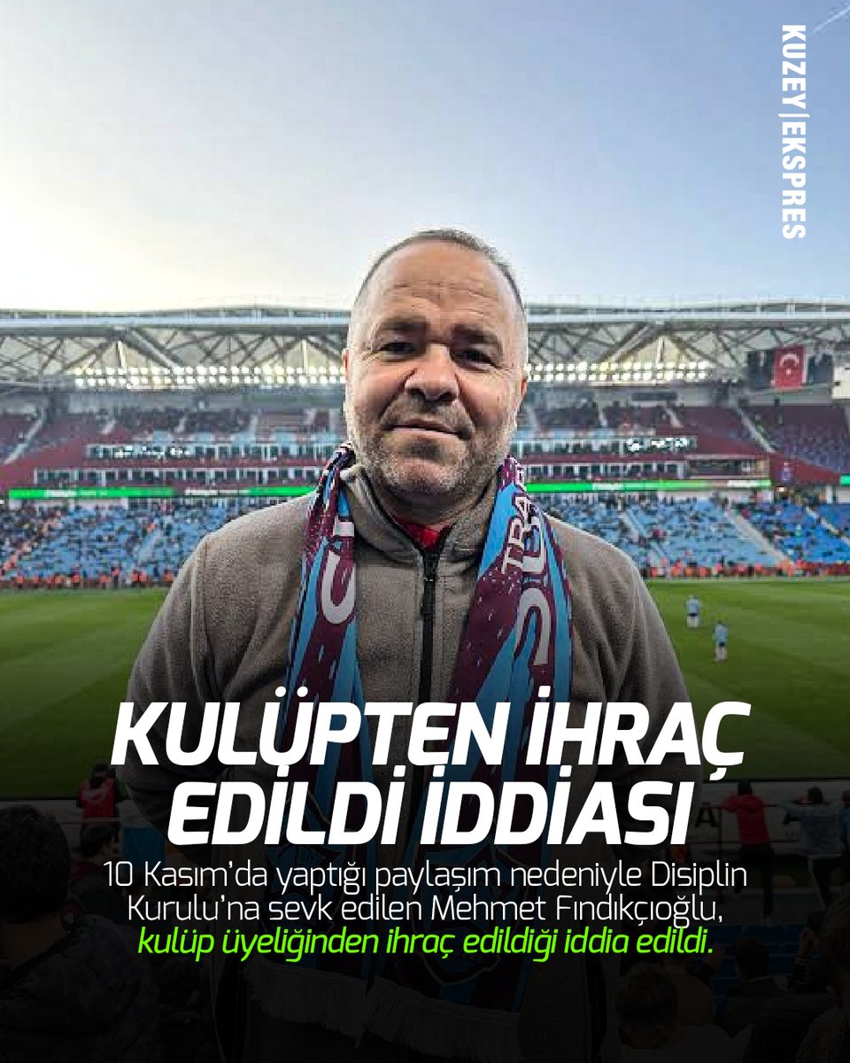 "İHRAÇ EDİLDİ İDDİASI"

10 Kasım’da yaptığı sosyal medya paylaşımı nedeniyle Disiplin Kurulu’na sevk edilen Mehmet Fındıkçıoğlu’nun, Trabzonspor kulüp üyeliğinden ihraç edildiği iddia edildi. Konuya ilişkin resmi açıklamanın kısa süre içerisinde kurul tarafından yapılması