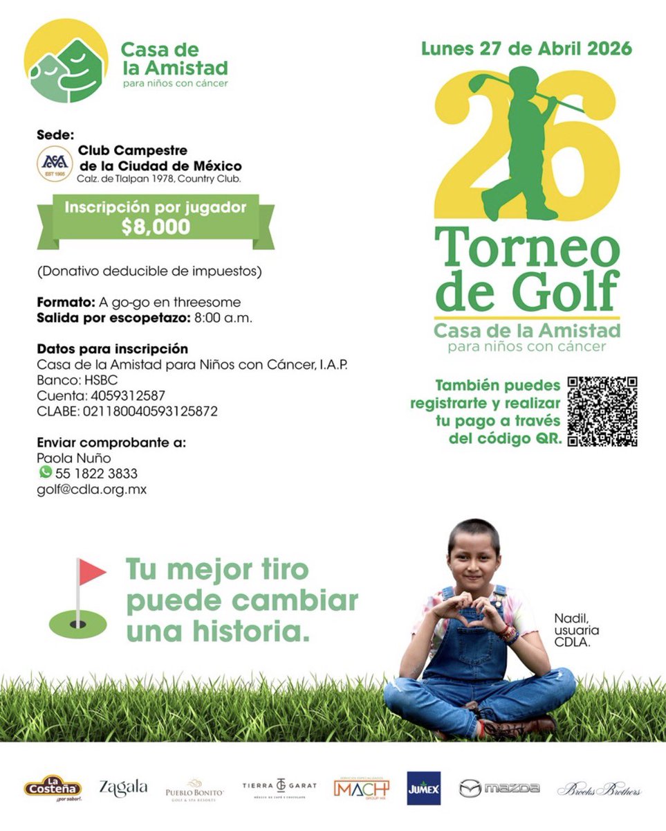 ¡ Nos vemos en el campo de golf ⛳️ el Lunes 27 de abril porque, HABLAR DE CÁNCER … ES HABLAR DE VIDA !