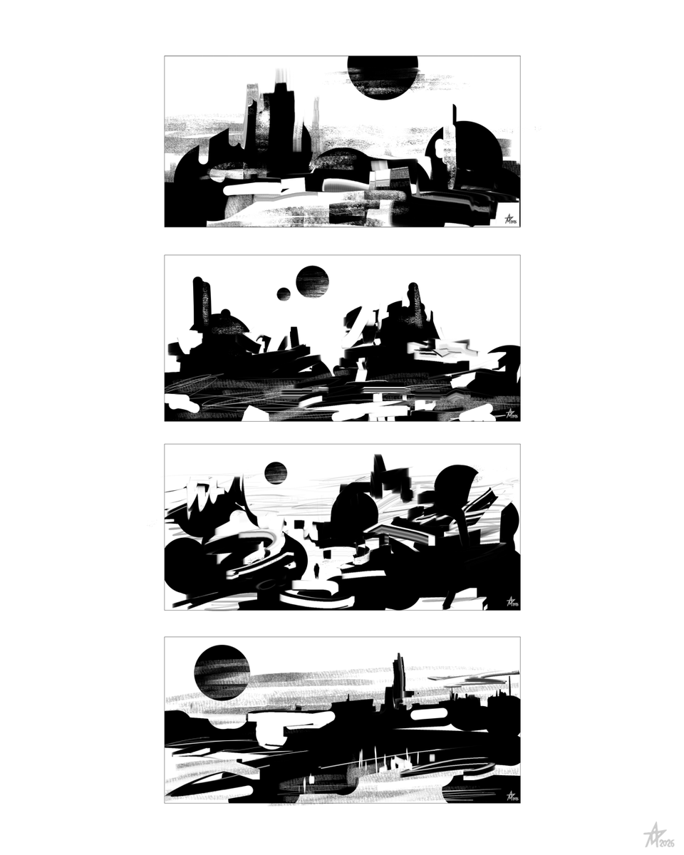 munyaart7's tweet photo. Sketches/composition search #artist #art #digitalart #sketch #conceptart #landscape #architecture #krita #wacom https://t.co/dgYROJ5A11