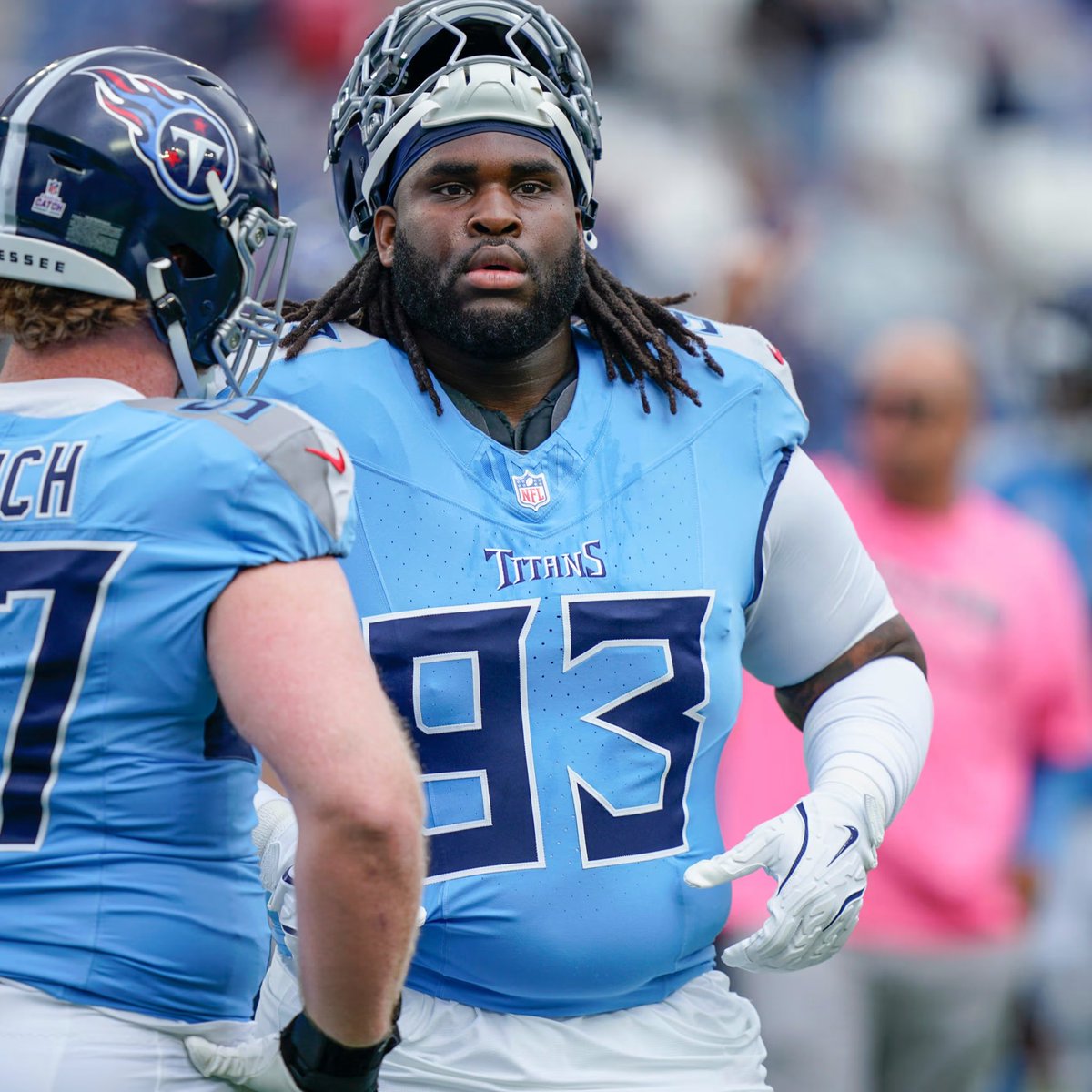 SharmSports's tweet image. Describe the #Titans trading T’Vondre Sweat for Jermaine Johnson in ONE WORD

#TitanUp