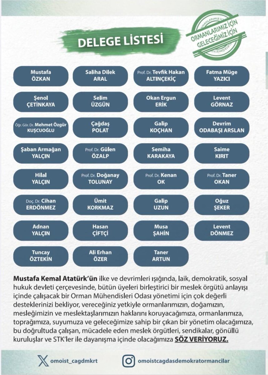 forestercihan's tweet photo. Tüm meslektaşlarımı, ormanlarımıza ve geleceğimize sahip çıkmak üzere, 1 Mart Pazar günü fakültemizde yapılacak Orman Müh. Odası İstanbul Şb. seçimlerinde Çağdaş Demokrat Mühendisler Grubuna oy vermeye davet ediyorum.

Not: Ben de bu grubun delege listesinde yer alıyorum. https://t.co/43dxOZD4kW