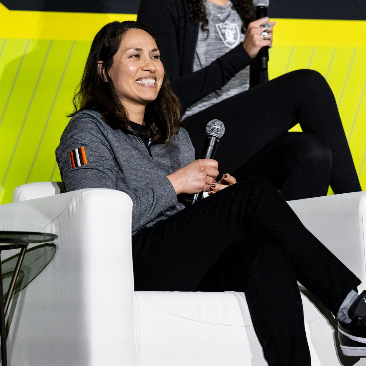 Browns's tweet photo. scenes from the Women's Forum at this year's Combine 📸