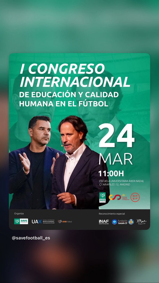 LydiaBermejoM's tweet photo. El próximo 24 de Marzo se reúnen profesionales, instituciones y líderes que creen en un modelo de fútbol donde la educación es tan importante como el resultado. 
@uaxuniversidad @savethefootball @Uddea_es 
Una expa y un paso adelante en la transformscion del fútbol base. https://t.co/uKVJTcinsZ