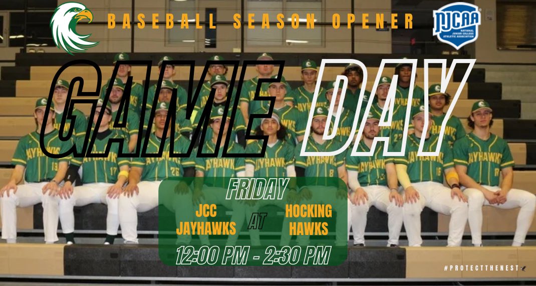 JCCAthletics's tweet photo. JAYHAWK NATION‼️

Your baseball teams hits the road for their season opener Friday at noon as part of a double header at Hocking College. The dirty birds will play four straight at Hocking on Friday and Saturday to begin the season.

#ProtectTheNest🦅 https://t.co/BC3KCSazXC