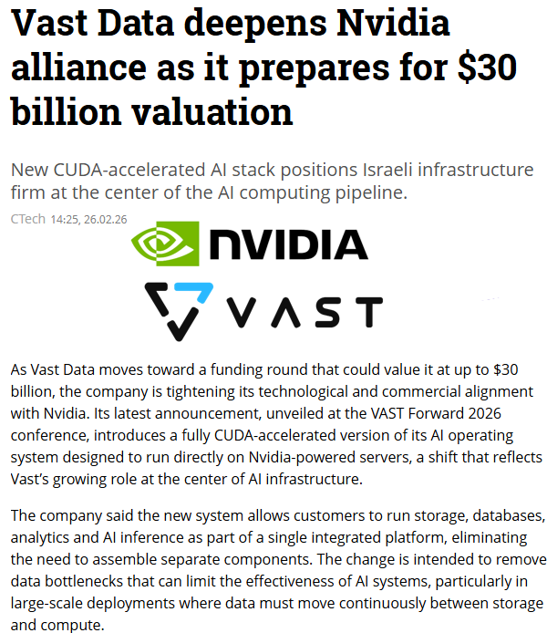 LevinBurant's tweet photo. VAST Data is about to triple its valuation in their latest round.
They're basically the NVIDIA of the data layer. Arguably the #2 most important company in whole AI infrastructure.
This $1B raise feels like a friends & family discount when you consider their public market potential.
Triple digit growth (latest number is 360%).
Cash flow positive for years.
80-90% margins.
Demand through the roof.
I'm just lucky to be in early, even though small via @surocapital
$SSSS $VAST @VAST_Data $NVDA