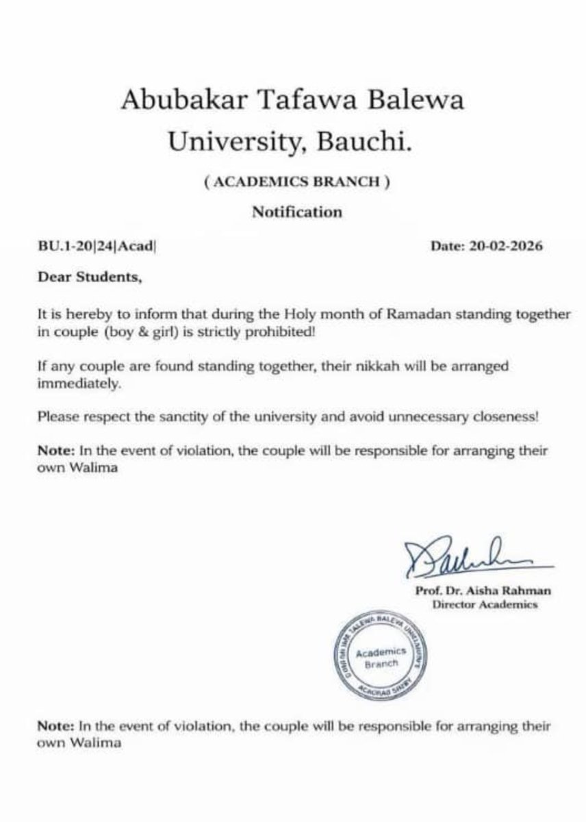 It was first Fed Pol Bauchi now  ATBU from there we don't know where could be next .
This is unacceptable, our Christian brothers and sisters on these two campuses must be protected. 
<a href="/CatiaKyen/">Plateau Asian girl🌟</a>, <a href="/patrickanum/">Patrick Anum</a> , <a href="/sammwalsh/">Samantha Walsh</a> , <a href="/middlebeltabi/">Adamawa's Middle Belts first Daughter</a> , <a href="/ZariyiYusufu/">Zariyi Yusuf</a> ,<a href="/Zeru010/">Zerubbabel🙂</a>