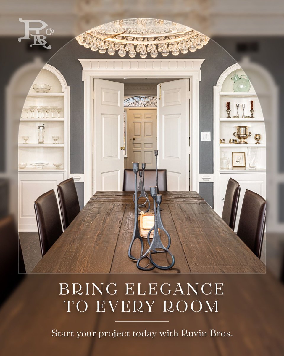ruvin_bros's tweet photo. Arched built-ins and detailed #millwork bring symmetry and intention to this #diningroom, while the chandelier anchors the space with understated elegance.

See more of our work:
🔗 https://t.co/tjm3qTphRb
📞 (414) 354-4220

#DesignBuild #Milwaukee #Architecture https://t.co/6tZ26jbYqe