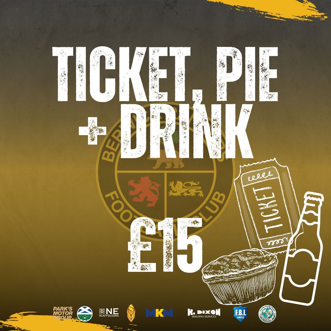OfficialBRFC's tweet photo. 🎫🥧🍺 | Matchday Special Offer!

Get our matchday special from the turnstile or the stand gate this weekend!

Admission + Pie + Bottle Drink for £15!

🖤💛 https://t.co/rEJ6vGtHJ7