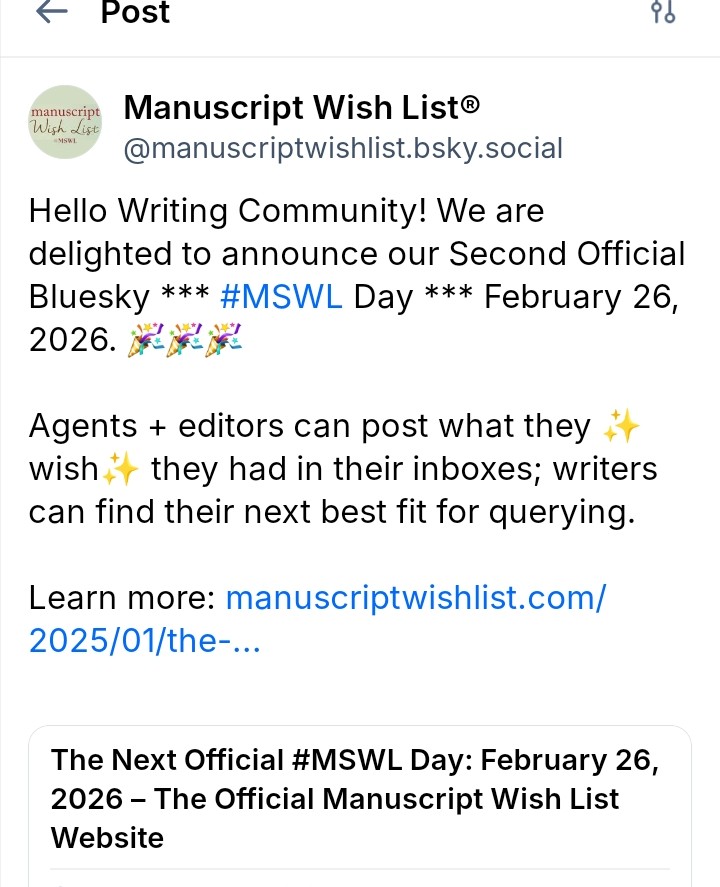 kpbooksnstuff's tweet image. #MSWL Day over at the 🦋 place, #amquerying friends! 
✨️✨️✨️✨️✨️
bsky.app/profile/manusc…
