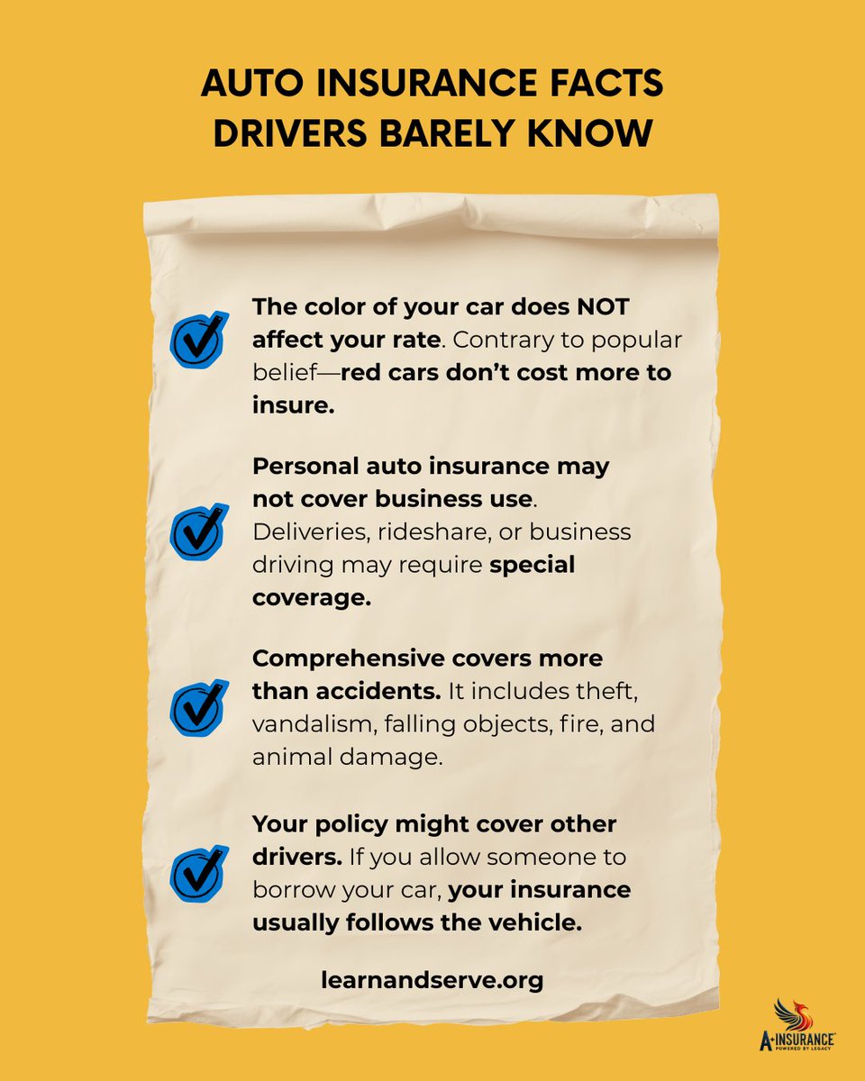 BestAutoRate's tweet image. Think you know auto insurance? You might be surprised! 🚗💨
From the "red car myth" to how comprehensive coverage actually works, we’re debunking the facts every driver should know.
Call or text 1-888-445-2793
#AutoInsurance #DrivingTips #APlusInsurance
