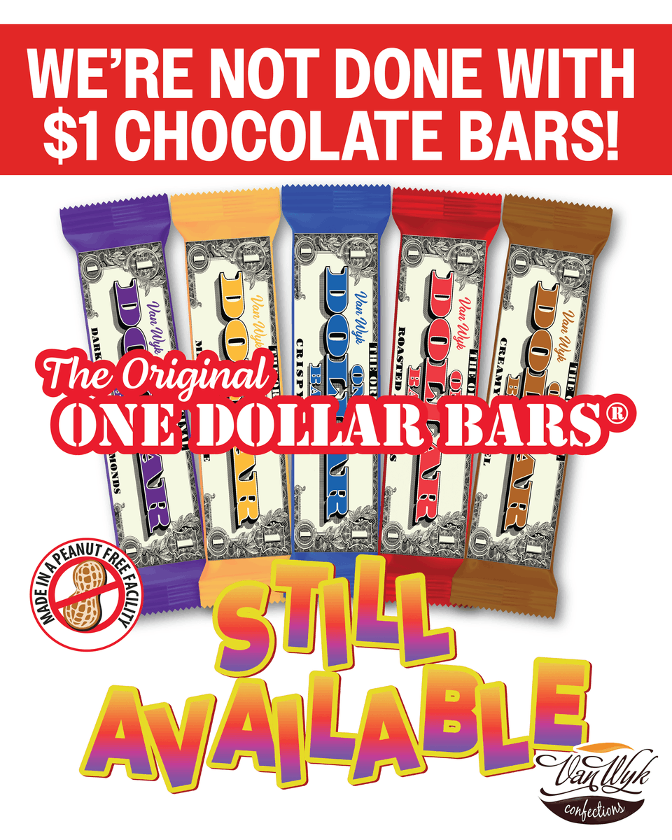 vwconfections's tweet photo. 💥 The $1 chocolate bar is NOT dead. 💥
While others walk away from the $1 fundraising chocolate bar, we’re standing firm.

🍫 Peanut-free
💵 Still just $1

Still here. Still working. Not going anywhere. https://t.co/SQK44wYF8F