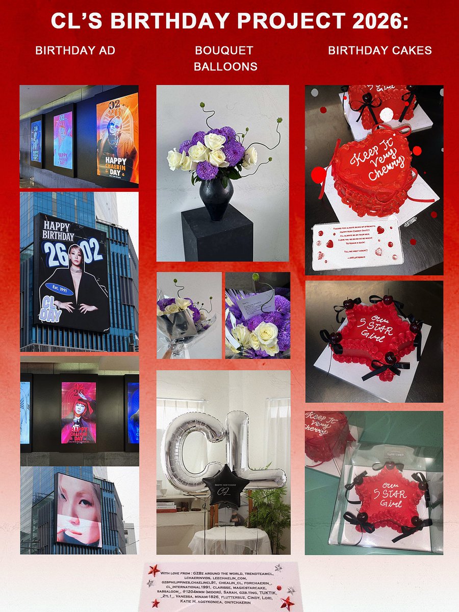 Dear GZBz, 

Thank you for joining our project and trusting us again! CL’s bday project 2026 was a big success, thank you to everyone that contributed 💌

Enjoy your cakes, wishes and all the love you have received this year, stay happy &amp; healthy <a href="/chaelinCL/">CL</a> ✨

#Happy_Birthday_CL