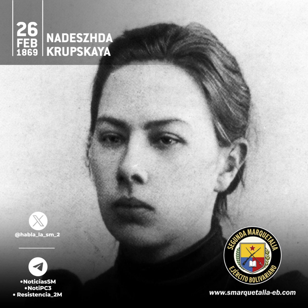 🧵Hace 157 años nacía #Nadezhda #Krupskaya.
Revolucionaria, pedagoga y política soviética, figura destacada del Partido Comunista de la Unión Soviética.
Defensora de la liberación femenina desde una perspectiva de clase, argumentaba que la emancipación femenina dependía