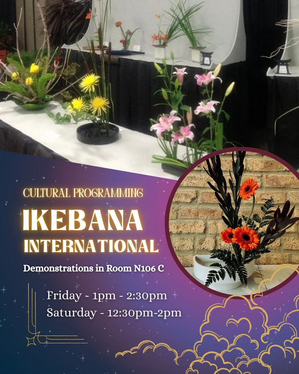 Animemilwaukee's tweet photo. 💐Welcome back, Ikebana International Milwaukee Chapter #22! They will be in the Exhibitor's Hall all weekend, demonstrating the art of flower arranging! 🌸

Demonstrations in Room N106 C
🌸Friday - 1pm - 2:30pm
🌸Saturday - 12:30pm-2pm https://t.co/Jm5ITdR0pp