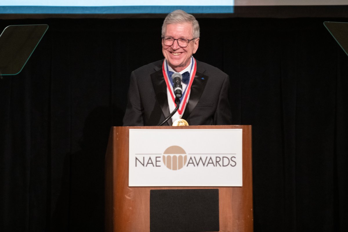 NAE_Awards's tweet photo. Congratulations to Dr. @EricRFossum, recipient of the 2026 Charles Stark Draper Prize, honored at the @theNAEng Gala for his transformative contributions to engineering innovation. A proud moment celebrating excellence with the National Academy of Engineering.

#NAEAwards https://t.co/XOA9mEzV51