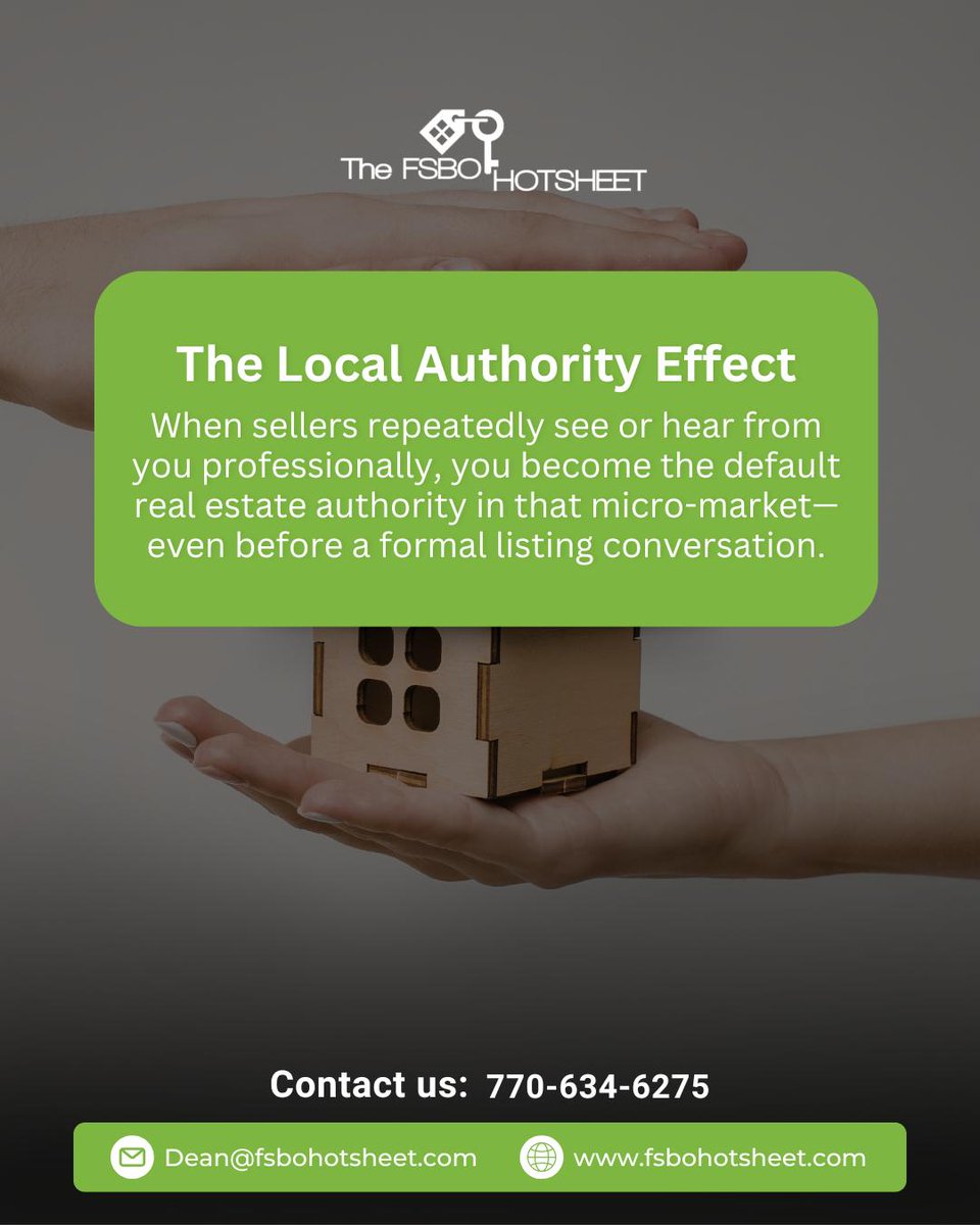 coachdeanayers's tweet photo. When sellers hear from you consistently, you become their trusted local expert. Building authority now pays off with long-term listings down the road.

👉 Become the authority in your market today. ⁣
⁣
#LocalRealEstate #FSBOLeads https://t.co/pYJYWkkcIA