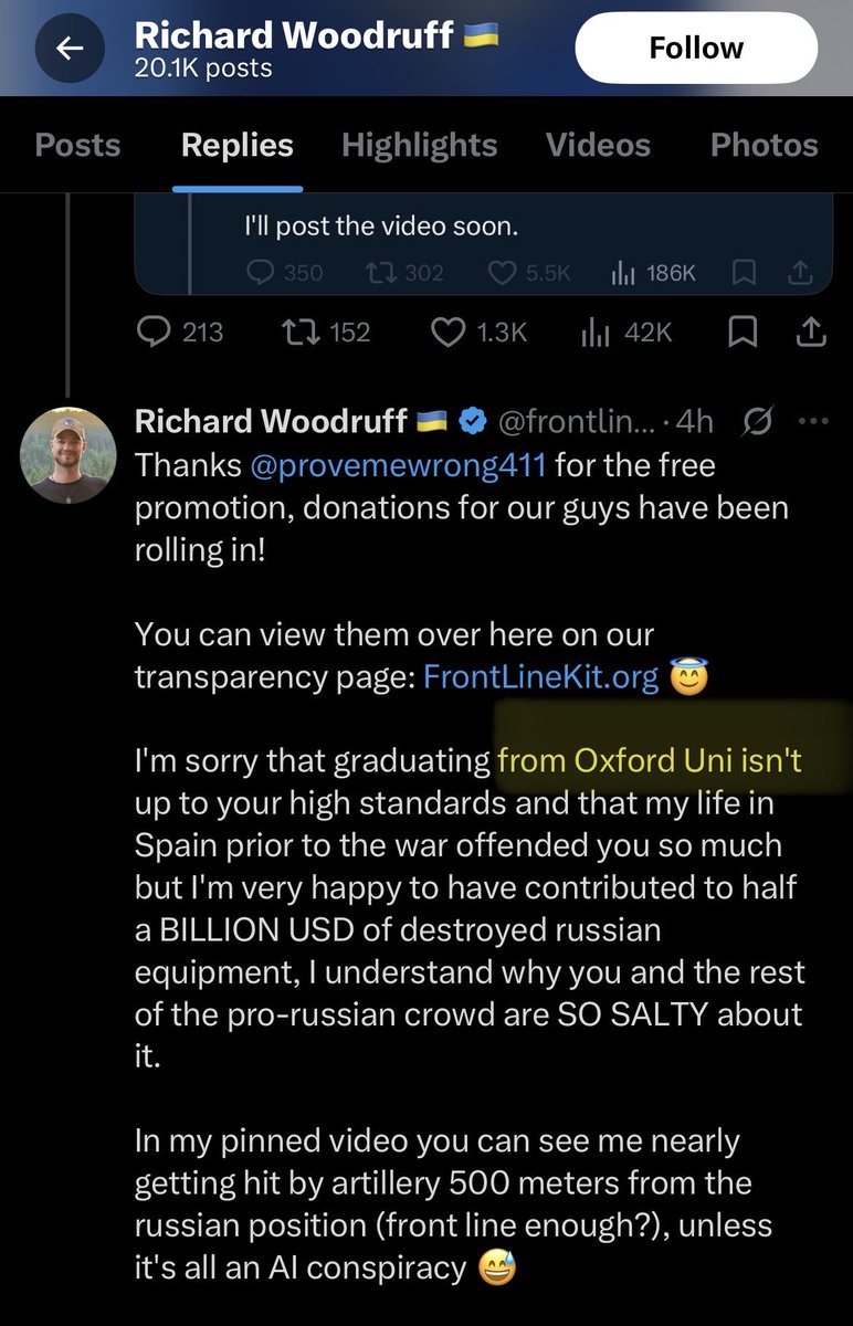 provemewrong411's tweet photo. Dick is an absolute lowlife, grifter, and liar who, as we can all tell, never graduated from college….especially not Oxford. He did attend Beacon Community College but didn't graduate from there either. He worked as a grocery clerk and a bartender, holding multiple low-level jobs until he decided to move to Ukraine to grift for donations. Everything this coward tells his clueless and retarded fan base is a giant lie. But he's making shitloads of money off the retards.

Pass this on to him, because not only is he a loser, but he's also a coward who blocked me, so I can’t reply to him directly.