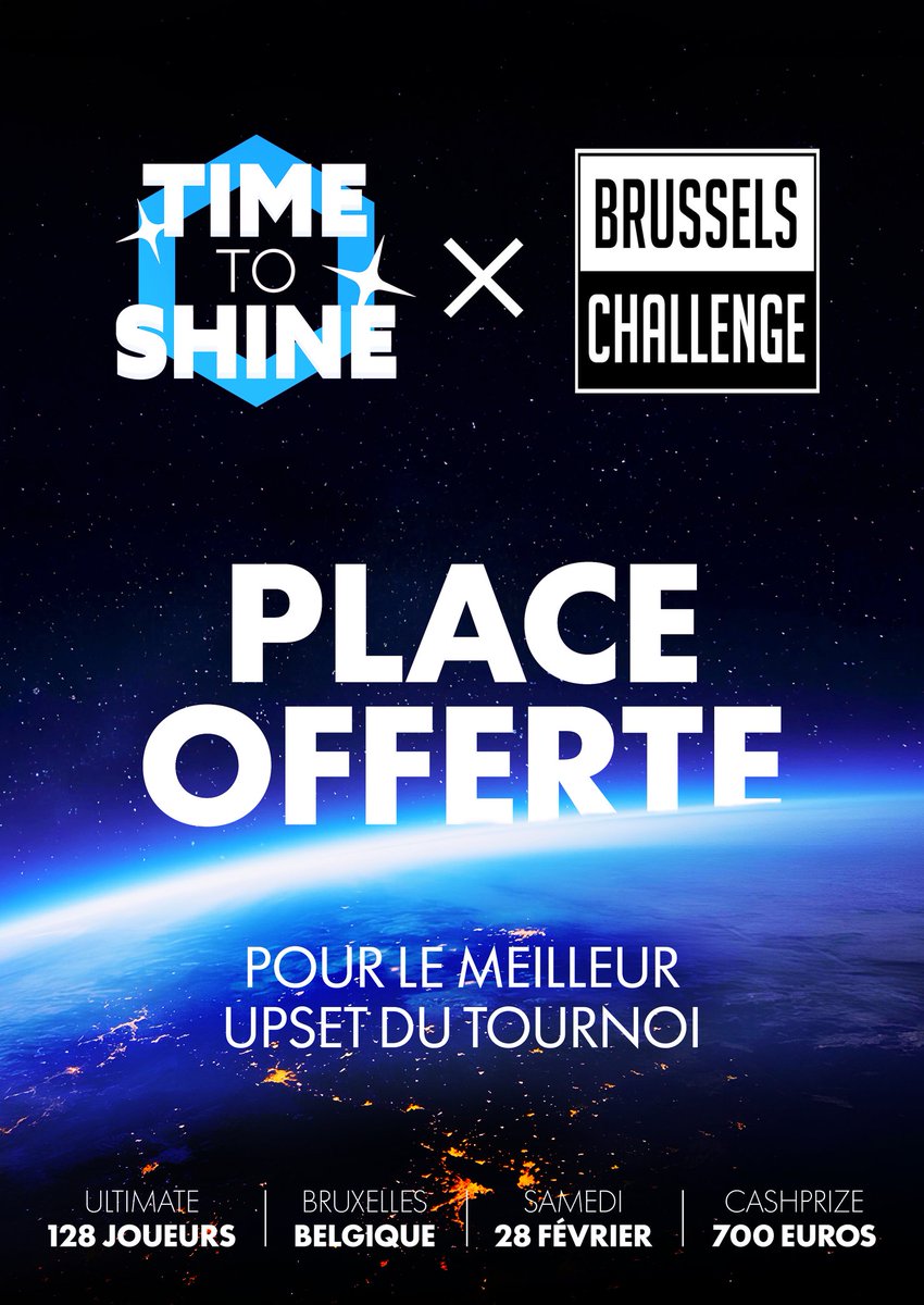 𝗟𝗔 𝗕𝗘𝗟𝗚𝗜𝗤𝗨𝗘 𝗣𝗟𝗨𝗦 𝗨𝗡𝗜 𝗤𝗨𝗘 𝗝𝗔𝗠𝗔𝗜𝗦

Le tournoi Smash Bruxelles Challenge organisé par <a href="/BX_challenge/">Brussels Challenge</a> et <a href="/CloudArmy_/">Cloud Army</a> offre une place gratuite au meilleur upset lors du Time To Shine ! Elle vous donnera accès à 3 jours d'évents
Merci à eux pour la confiance 🙏