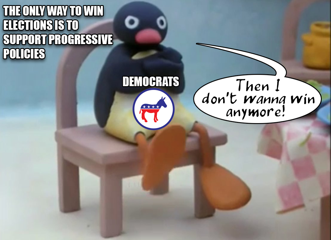 BionicDance's tweet image. #Democrats would rather lose to #MAGA for all eternity than ever say "yes" to:

- Medicare For All
- The Green New Deal
- A living wage
- Ending genocide

PROVE ME WRONG.