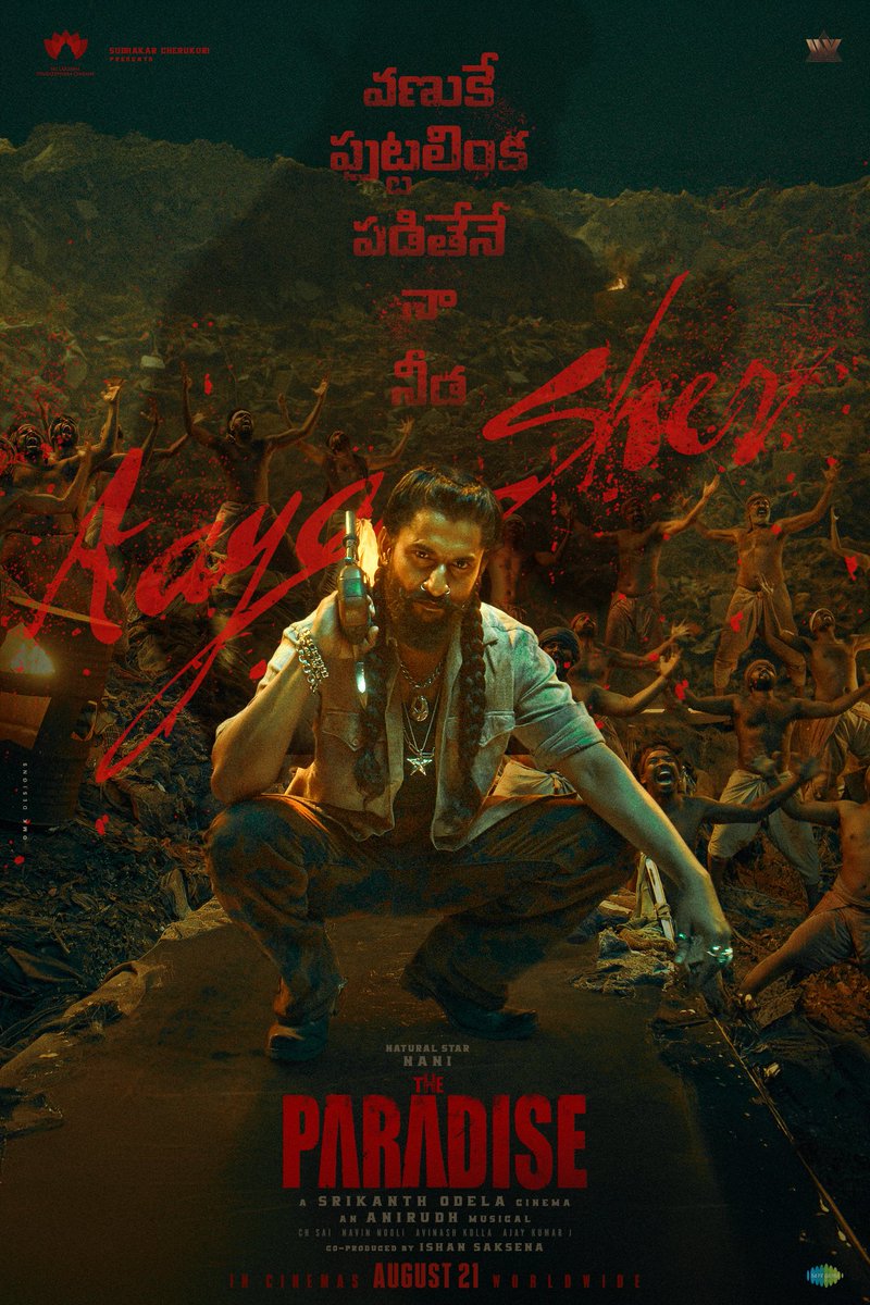 Pure rage. Raw mass. Absolute madness. 🔥❤️‍🔥

#AayaSher trending No. 1 for the last 48 hours. 💥💥
▶️ youtu.be/iAtoZar5W58

#TheParadise GRAND RELEASE WORLDWIDE ON AUGUST 21, 2026.

#JadalZamanaFromAug21

Natural🌟 #Nani in an #SrikanthOdela cinema
An #Anirudh musical 🎶🔥