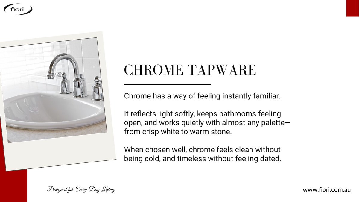 Fiori_aus's tweet image. When chosen well, chrome feels clean without being cold, and timeless without feeling dated.
It’s the finish that settles in easily and never asks to be managed.
Browse our range of chrome bathroom taps → bit.ly/3H5vHk4

#TimelessDesign #BathroomDetails #FioriLiving
