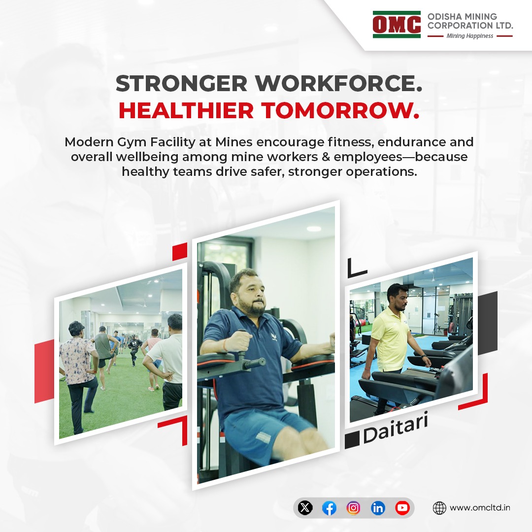 odisha_mining's tweet image. Ensuring access to gym facilities in mining regions helps #OMC employees build strength &amp;amp; endurance, reduce fatigue and injury risks, improve cardiovascular health and manage stress—contributing to safer operations and a more resilient workforce.

#WorkplaceWellbeing #SafeMining