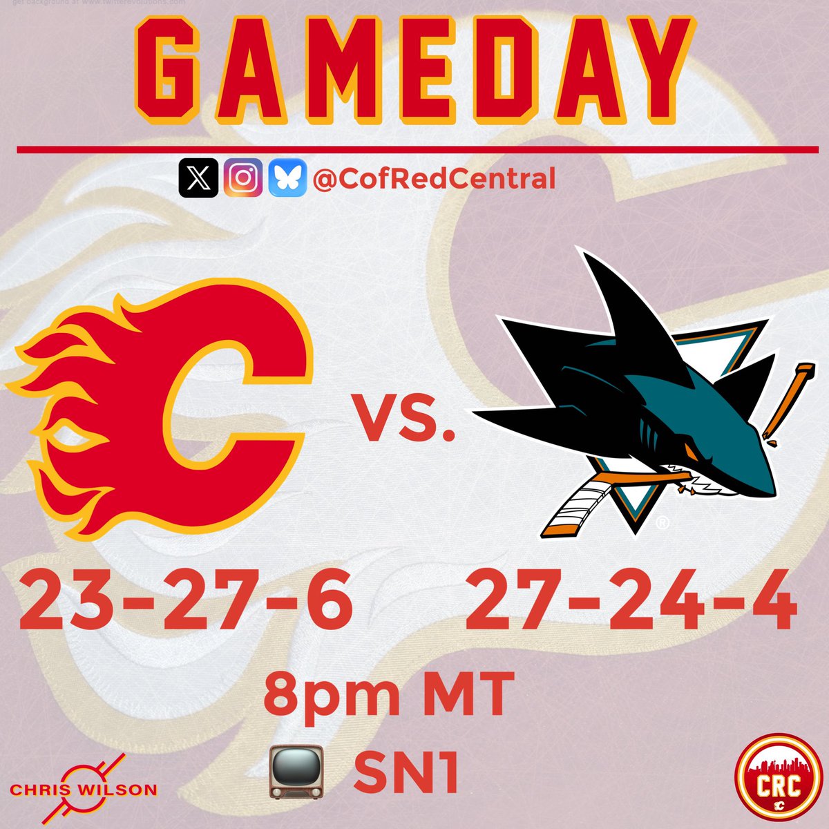 CofRedCentral's tweet photo. Good morning #CofRed, it’s gameday! The #Flames are in San Jose tonight to take on the Sharks. Puck drop is set for 8pm MT. #CGYvsSJS https://t.co/LiE9MtTBPP