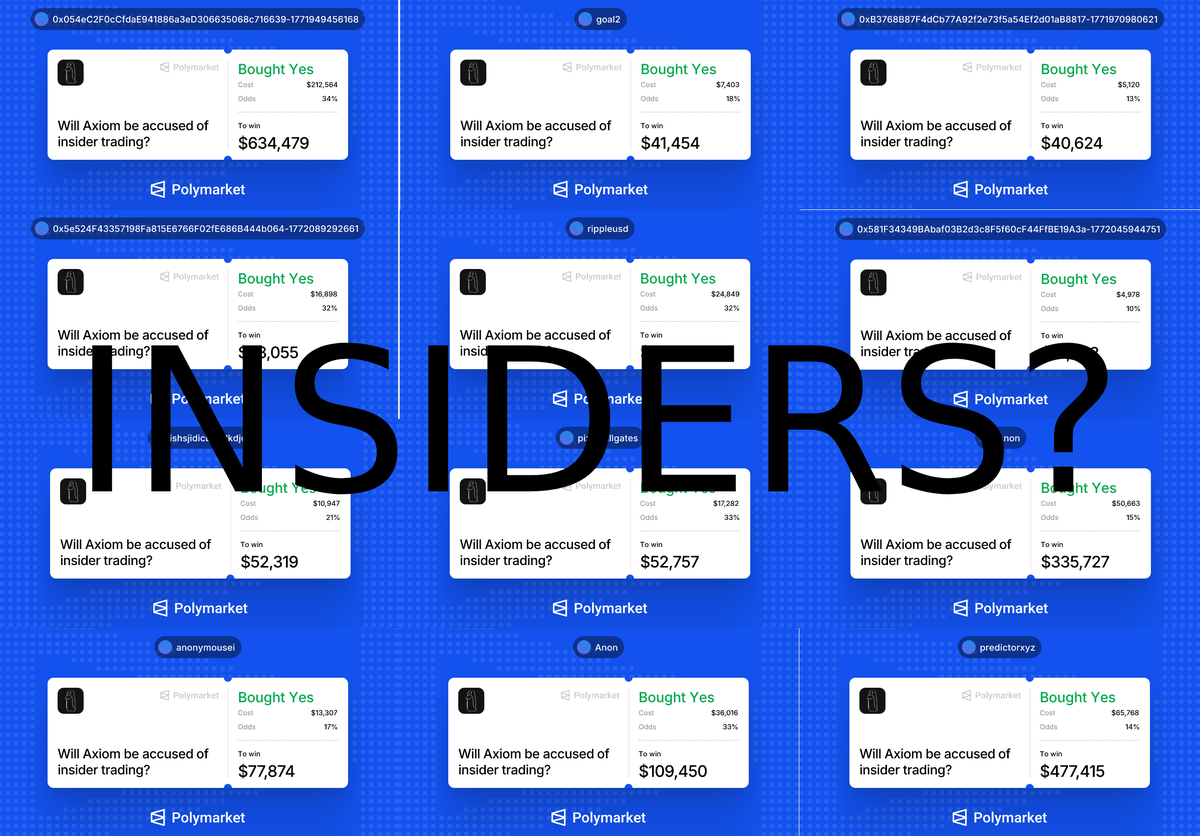 how to make clean profit $1,393,589 in a few hours? insider trade the <a href="/zachxbt/">ZachXBT</a>  polymarket market.

me tracked the top 20 wallets that magically max bid <a href="/AxiomExchange/">Axiom</a>  right before the announcement. you literally can't make this up. 👇

---

the irony is actually insane. while