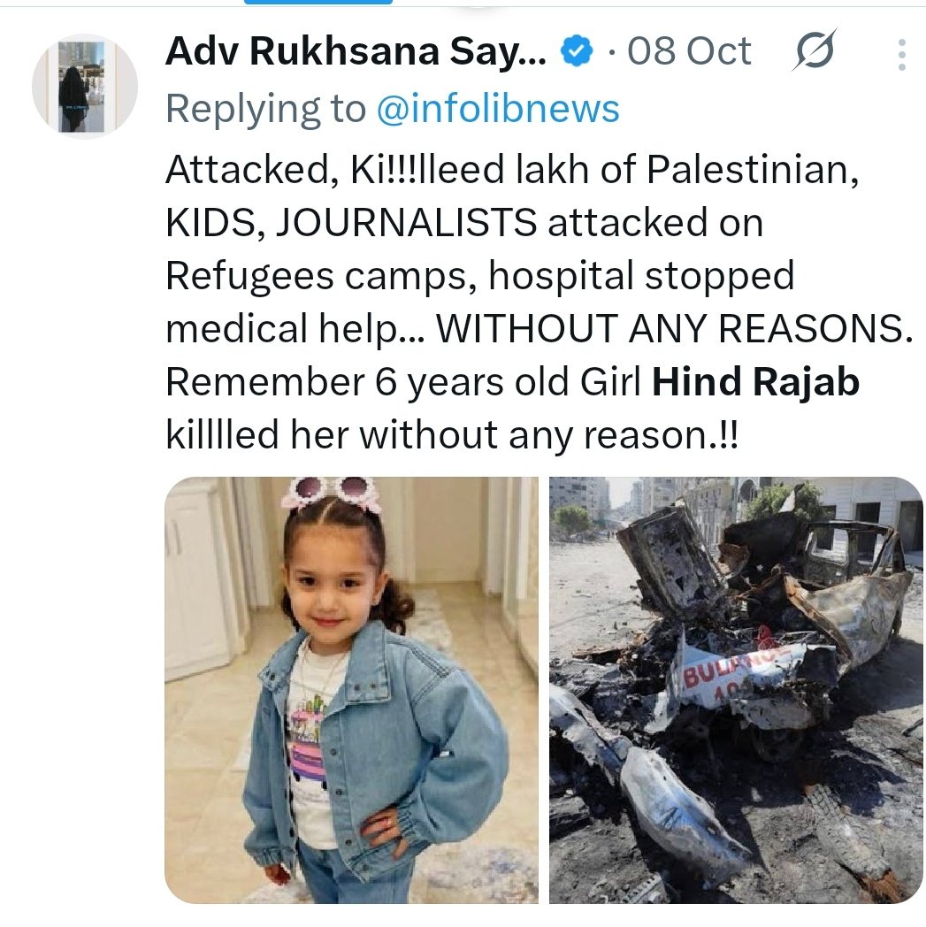 Umma_sayed1's tweet image. Remember Hind Rajab? She was just six years old and lzzraeI shot at her 355 times. 💔
#ModiWithTerrorists 
#IndiansWithPalestine  ✊✊