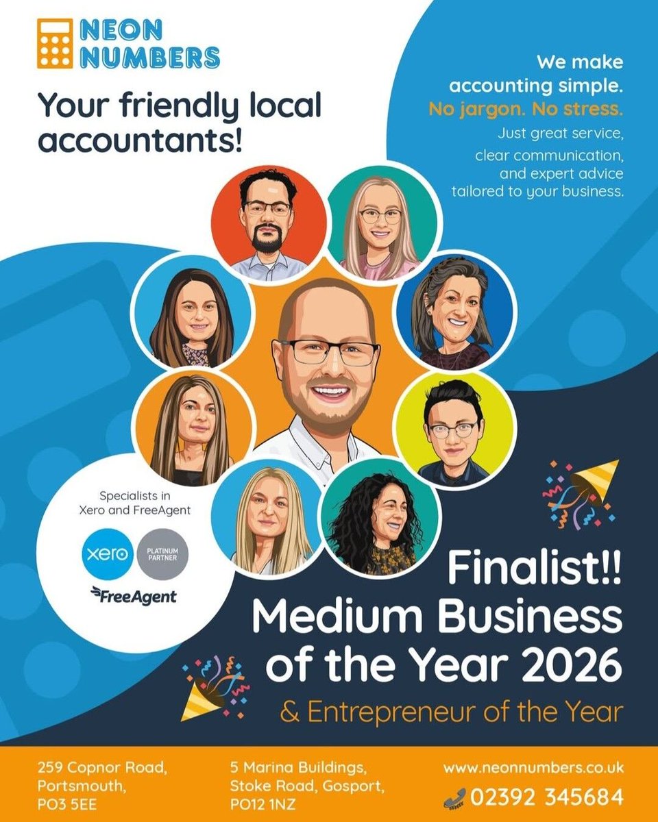 NeonNumbersLtd's tweet photo. We're excited to be attending the Portsmouth Business Awards 2026 tomorrow night as finalists for two awards! 

🔹Medium Business of the Year
🔹Entrepreneur of the Year

Thanks to you all for your support and please keep your fingers crossed for us!

https://t.co/YUa1Fxz70w https://t.co/Z2vhwEpvmR