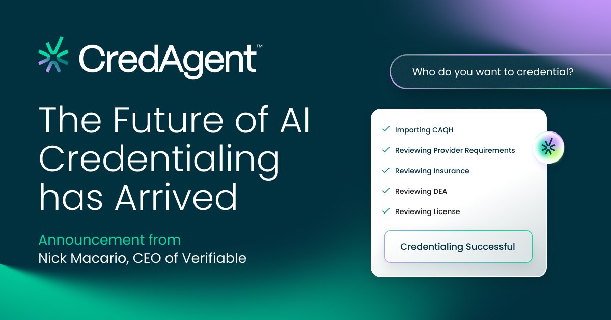 Today, the operating model for credentialing changes.

We introduce CredAgent™, the industry’s first autonomous AI agent for credentialing.

Read more here: bit.ly/4qZ767t