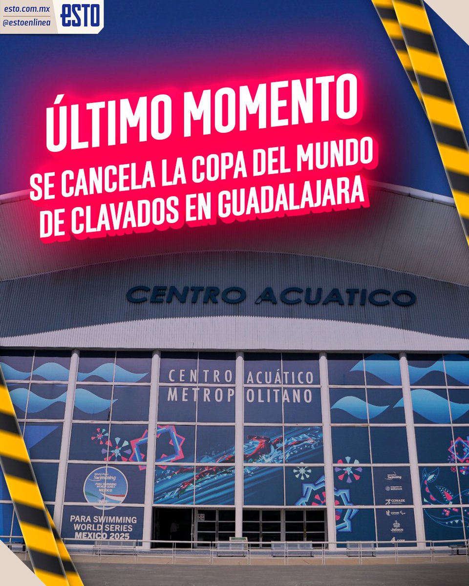🚨#ÚLTIMAHORA  🚨

La Copa del Mundo de Clavados le dice adiós a Guadalajara. ❌🇲🇽

World Aquatics, a través de su cuenta de "X", hizo oficial que el certamen no se realizará en territorio tapatío por los sucesos recientes del fin de semana. 😱

📸: <a href="/DTmayo17/">Tamayo</a>