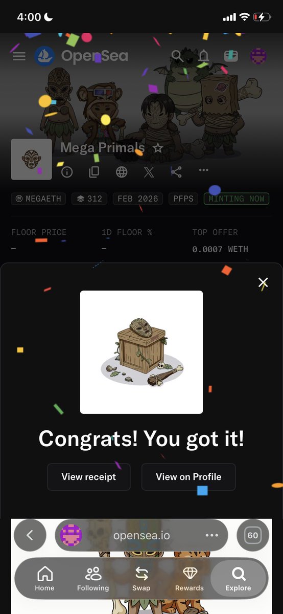 Just minted <a href="/primalsxnft/">MEGA PRIMALS</a> GTD spot 🥂

FCFS minting soon. 

ggs if you got in 🤝