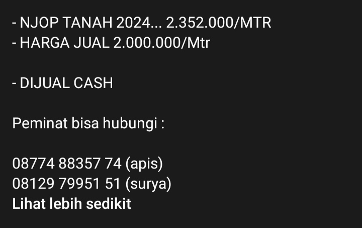 PeacePack2's tweet photo. DI JUAL :
LAHAN TANAH HARGA DI BAWAH NJOP DI TANAH BARU BEJI KOTA DEPOK

- LUAS TANAH 2,3 HA
- AKSES JALAN MASUK MOBIL
- LOKASI 20 METERAN KE JALAN PRUIS MOBIL
- KONTUR LAHAN TANAH PADAT, DARAT DAN SEDIKIT MELANDAI

08774 88357 74
08129 79951 51 https://t.co/iyaFk9VGuh
