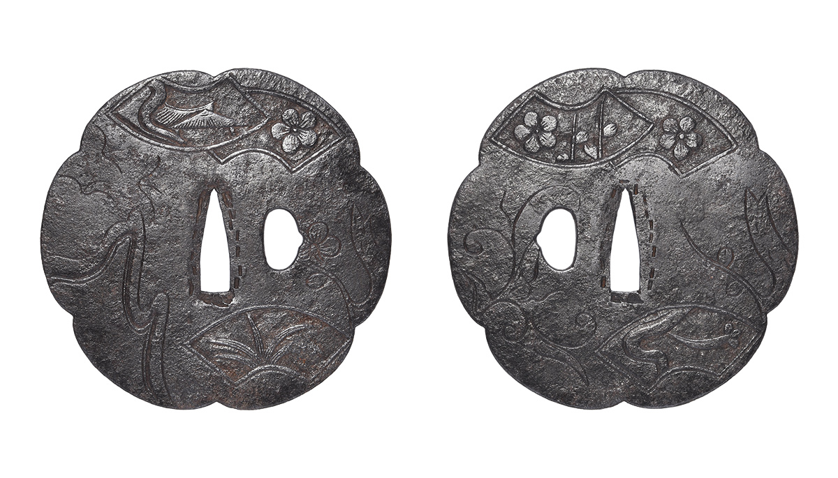 HP更新情報】 「鍔 無銘 鎌倉 扇面散図鍔 保存刀装具鑑定書」を更新