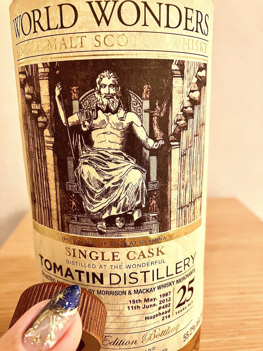 kilchom's tweet photo. お疲れ様です🤠

今日は WORLD WONDERS TOMATIN 25

（2012年にwhisk-Eから発売されたオリジナルシリーズの第一弾ボトル。1987年蒸留のトマーティン。バーボンカスク。
55.2%）

をストレートで‥乾杯です🥂

#TWLC
#木笠シリコン栓 https://t.co/F4sHNcH7KG